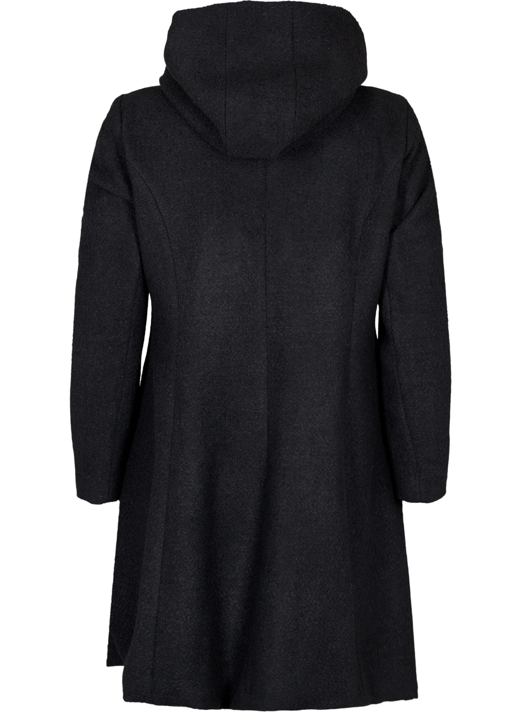 Zizzifashion A-line coat with hood, Black, Packshot image number 1