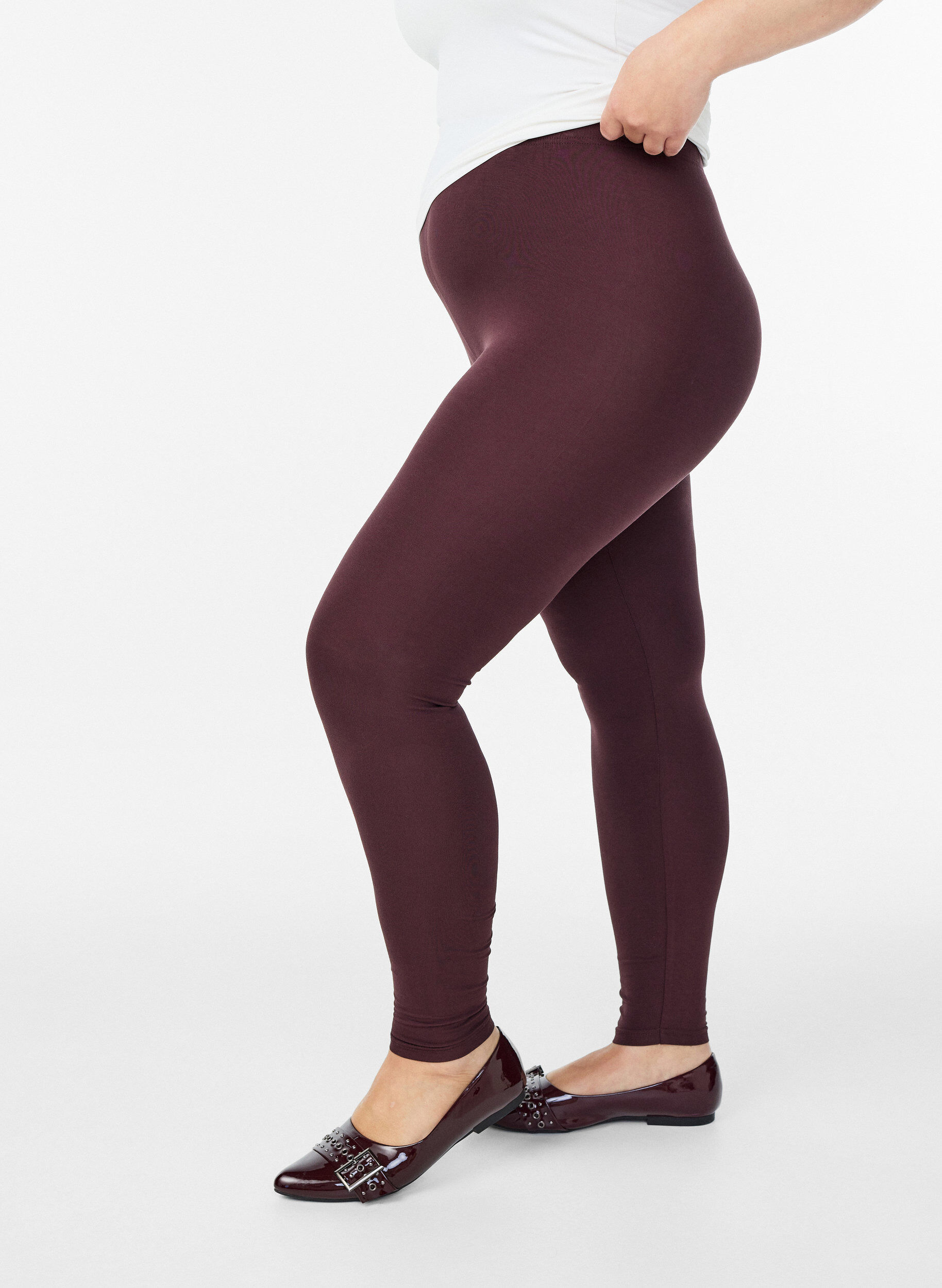 ZizzifashionBasic leggings in viscose, Dark Bordeaux, Model image number 0