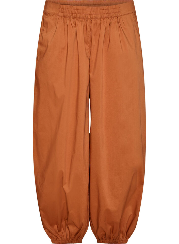 Balloon trousers with pockets and an elasticated waistband, Brown, Packshot image number 0