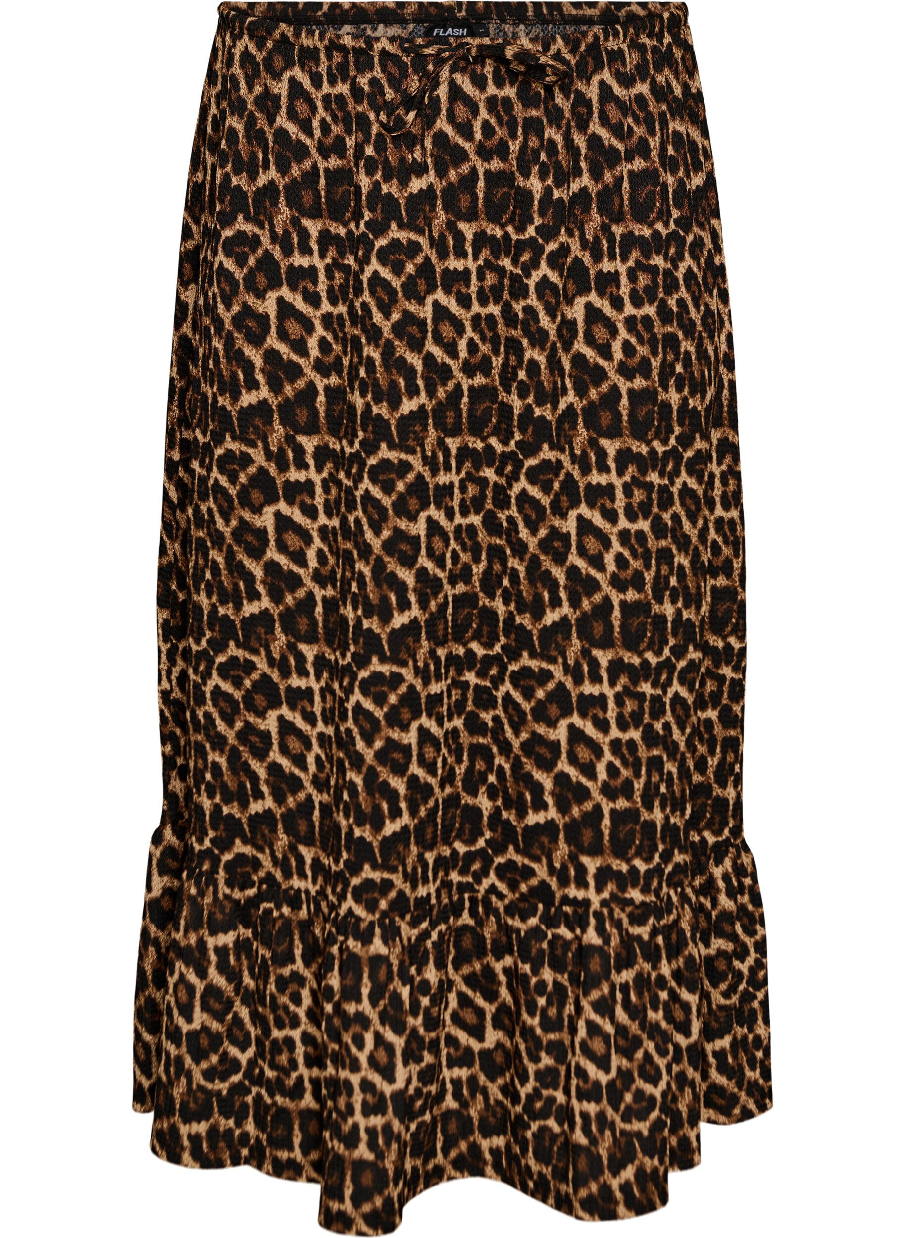 FLASH - Long skirt with tie belt and ruffle hem