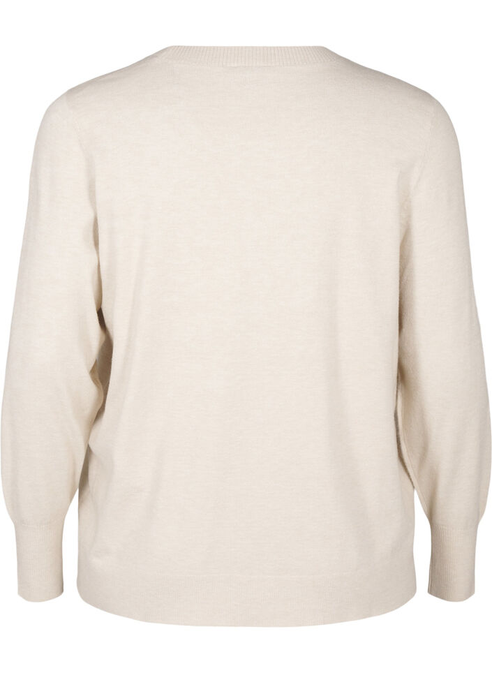 FLASH - Knitted blouse with a round neck, Beige, Packshot image number 1
