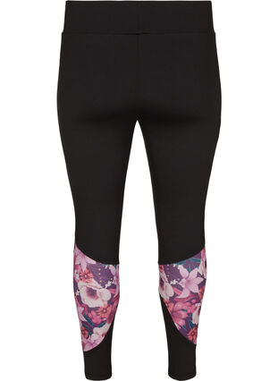 Cropped sports tights with print details, Flower Print, Packshot image number 1
