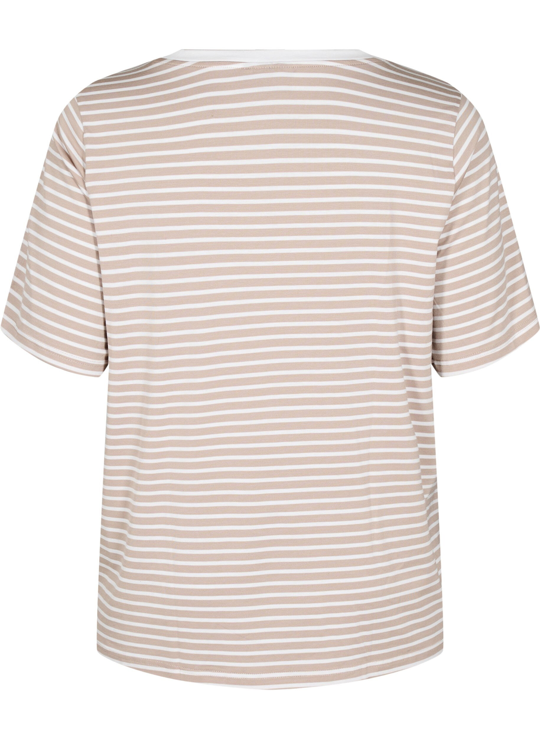 Zizzifashion T-shirt with TENCEL&trade; Lyocell and stripes, Beige, Packshot image number 1