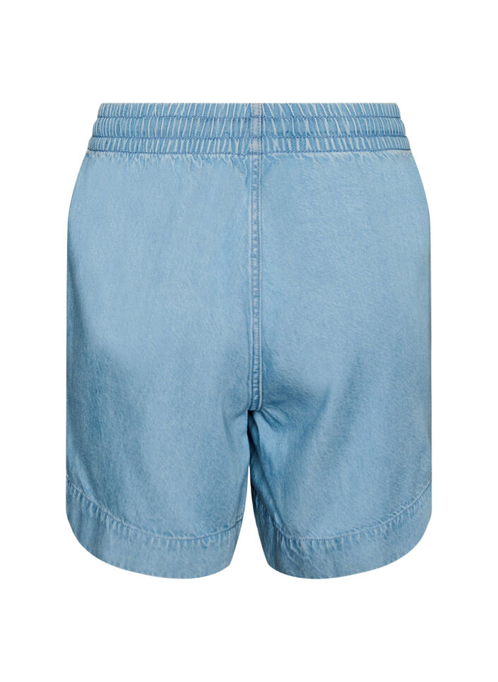 Denim-look shorts with an elasticated waist and drawstring, Light Blue, Packshot image number 1