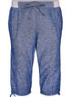 Cotton and linen Capri trousers with an elasticated waist and tie-string, Blue, Packshot image number 0