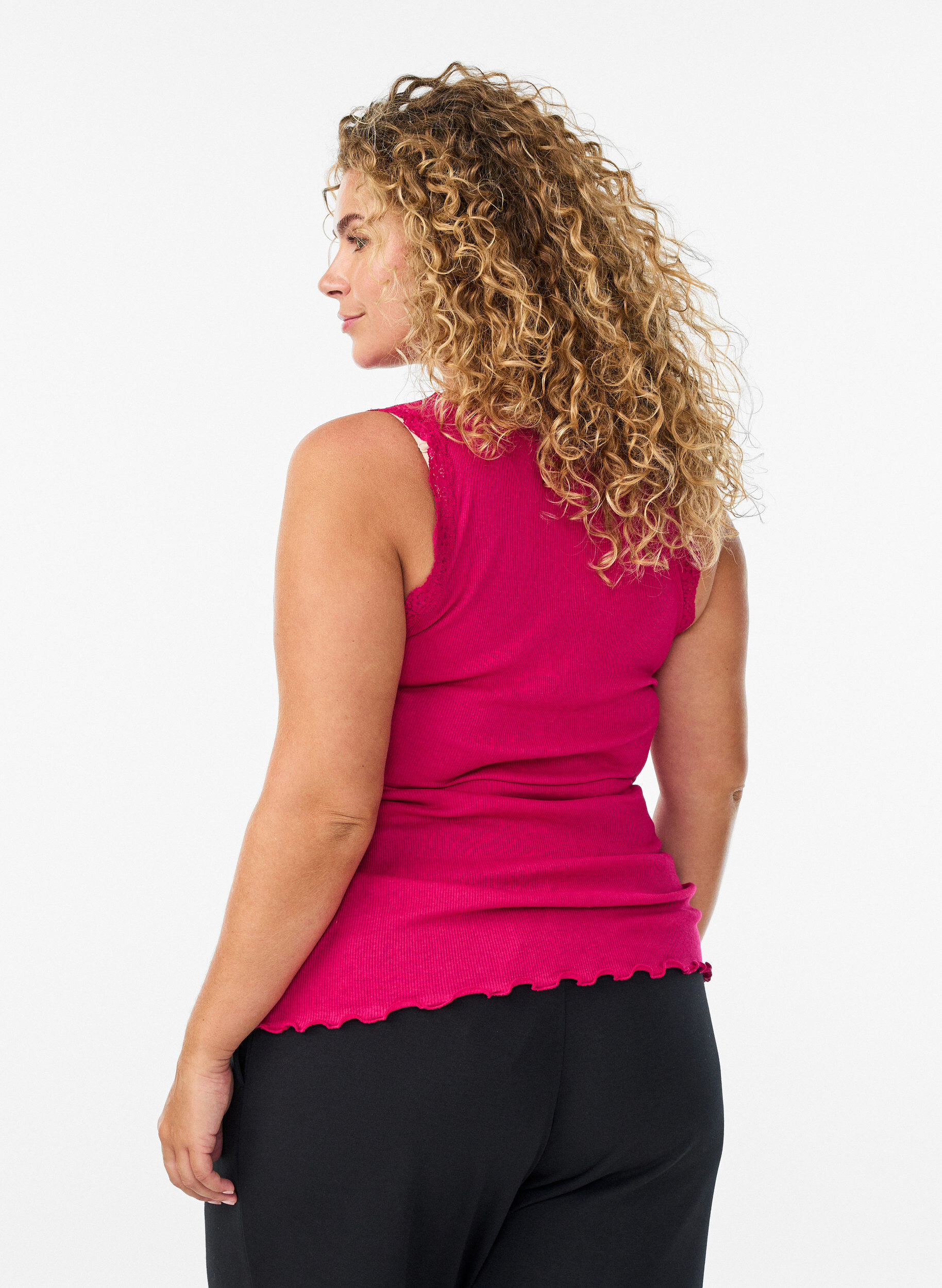 Zizzifashion Top with lace trim, Pink, Model image number 2