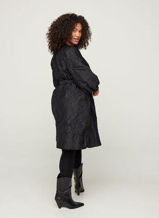 Long-sleeved wrap dress, Black, Model image number 1