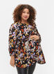 Maternity blouse in viscose and floral print, Black Flower AOP, Model image number 0