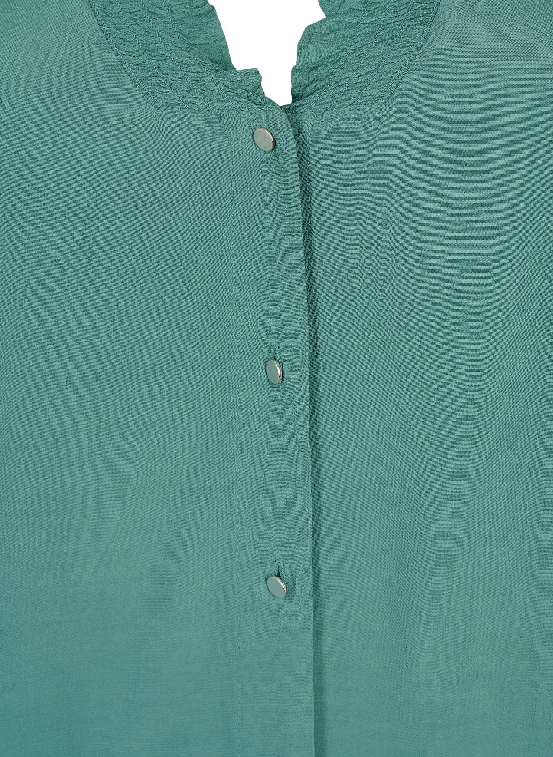 Zizzifashion Long-sleeved shirt blouse in viscose, Sea Pine, Packshot image number 2