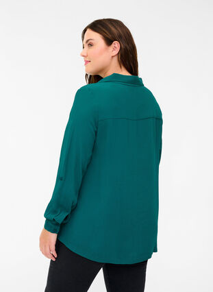 Viscose shirt with V-neck, Pacific, Model image number 1
