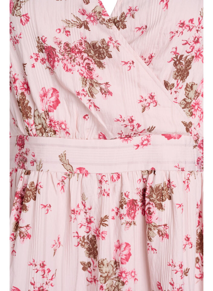 Short dress with floral print and V-neck, Pink, Packshot image number 2