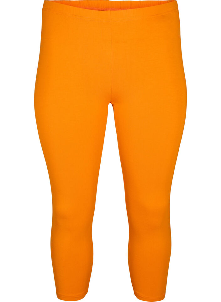Basic 3/4-length viscose leggings, Orange, Packshot image number 0