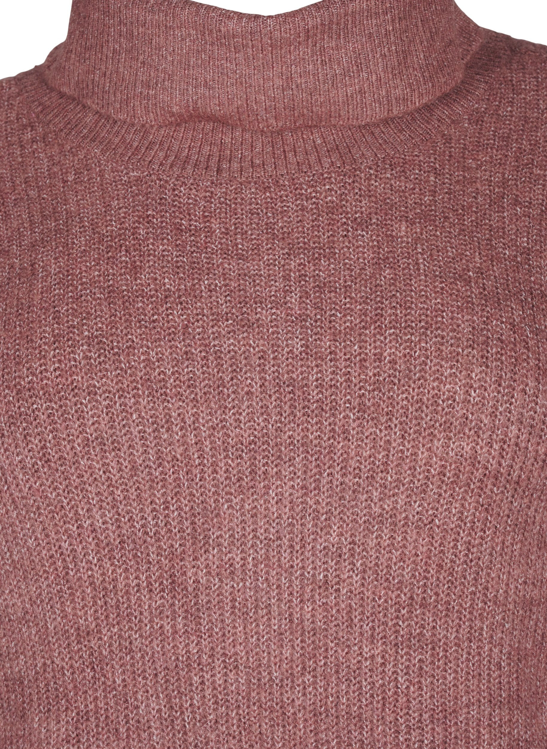 Zizzifashion FLASH - Knitted dress with turtleneck, Red, Packshot image number 2