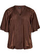 Viscose blouse with V-neck and decorative details, Brown, Packshot image number 0