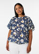 Blouse with balloon shape and wing sleeves, Blue, Model image number 0