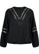Long-sleeved blouse with lace, Black, Packshot image number 0