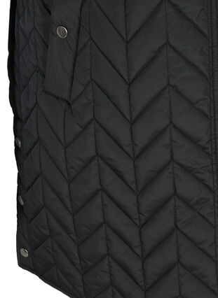 Long quilted vest with hood, Black, Packshot image number 3