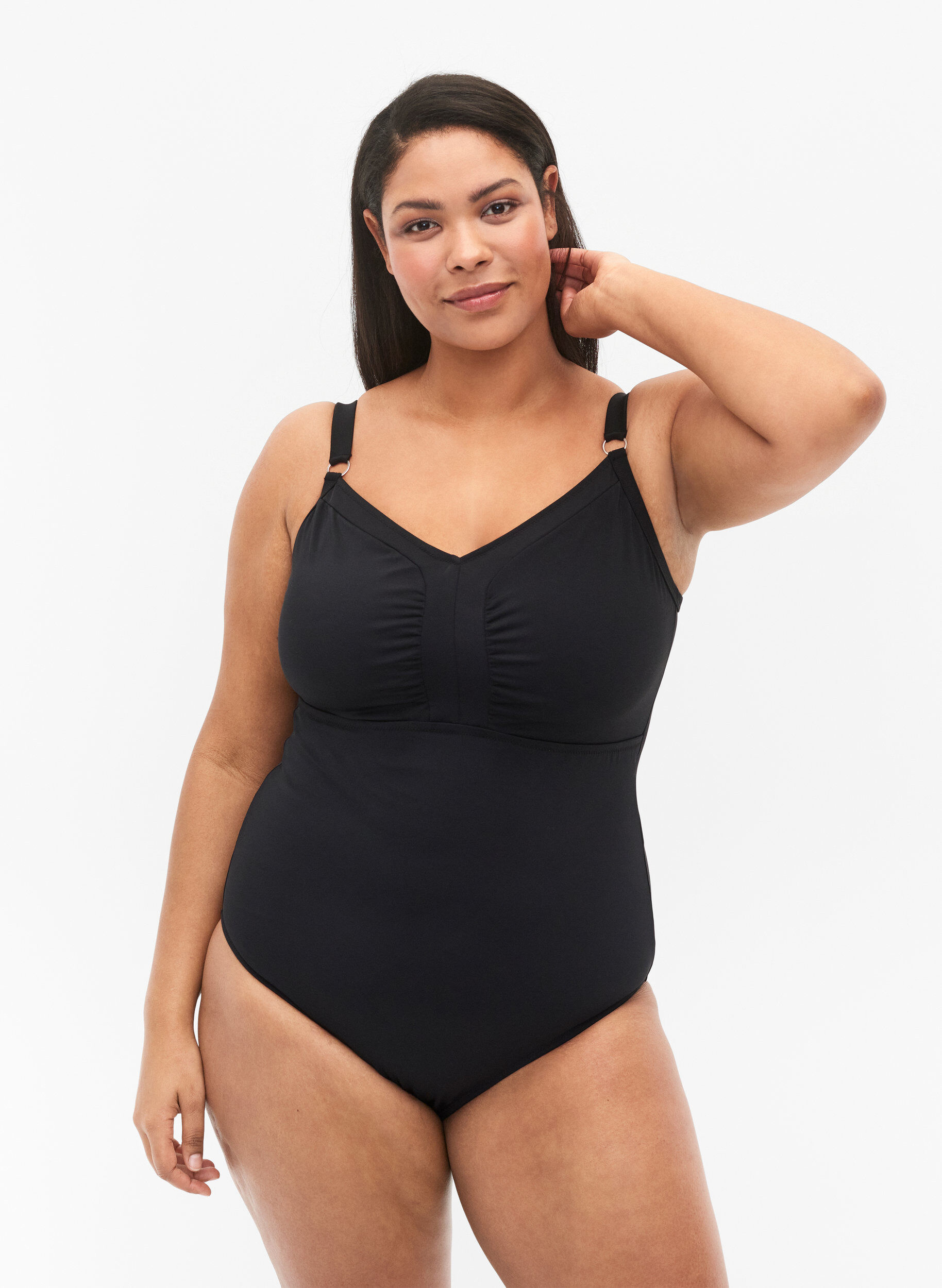 Zizzifashion Swimsuit with drapes, Black, Model image number 0
