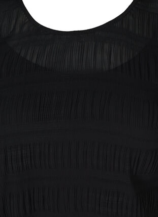 Textured tunic with puff sleeves, Black, Packshot image number 2