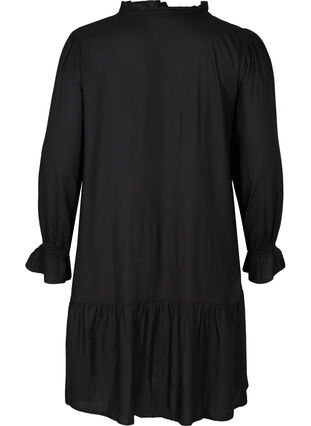 Viscose dress with a tie detail, Black, Packshot image number 1