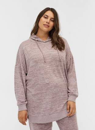 Loose hoodie in a viscose blend, Rose Taupe Mel, Model image number 0