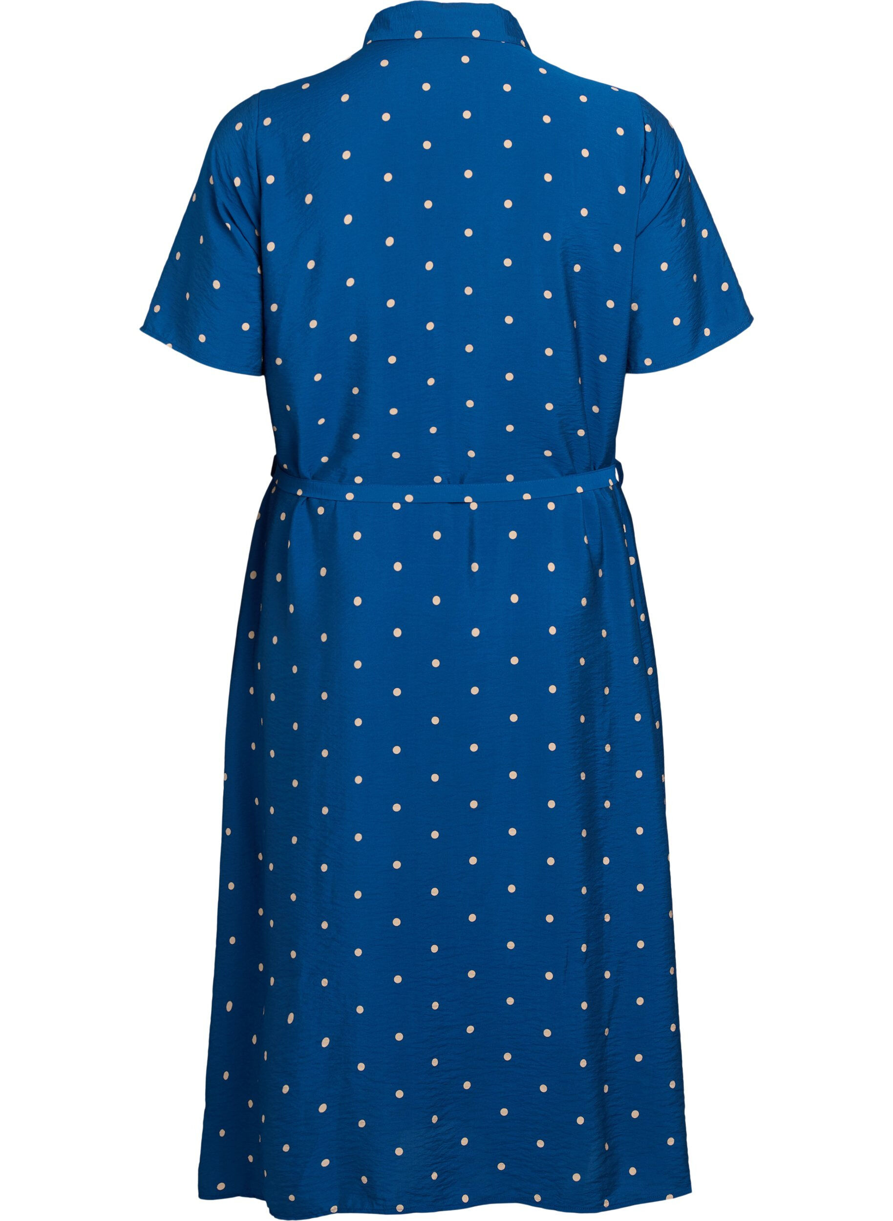 Zizzifashion Midi shirt dress with polka dots, Blue, Packshot image number 1