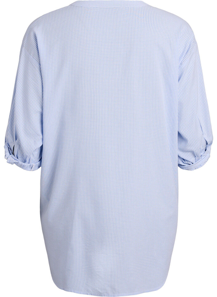 Checked tunic with 3/4 sleeves, Light Blue, Packshot image number 1