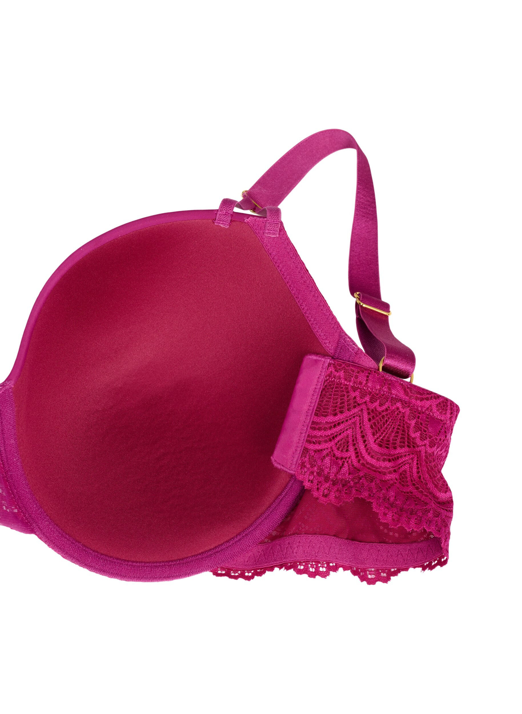 Zizzifashion Moulded bra with lace, Red, Packshot image number 3