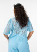 Short-sleeved lace blouse with V-neck, Blue, Model image number 2