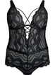 Lace bodystocking with lace details, Black, Packshot image number 0