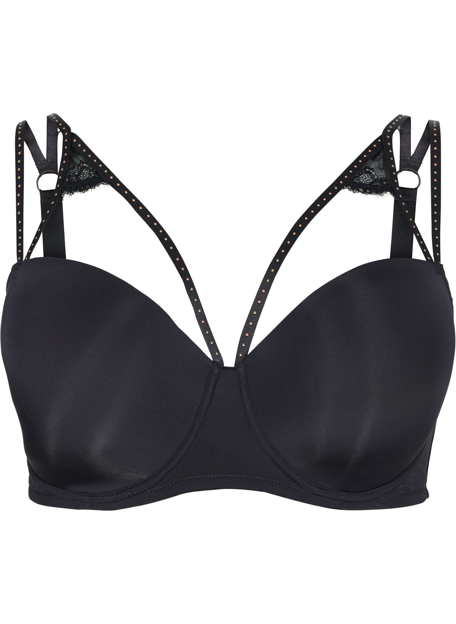 Zizzifashion Moulded bra with string details, Black, Packshot image number 0