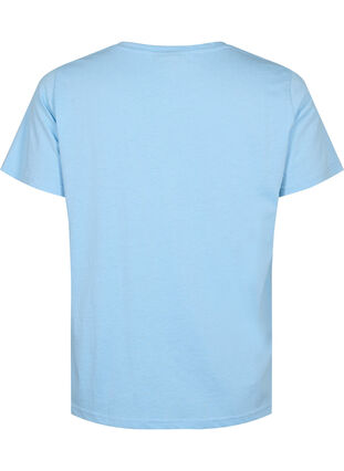 Short sleeve t-shirt with v-neckline, Placid Blue, Packshot image number 1