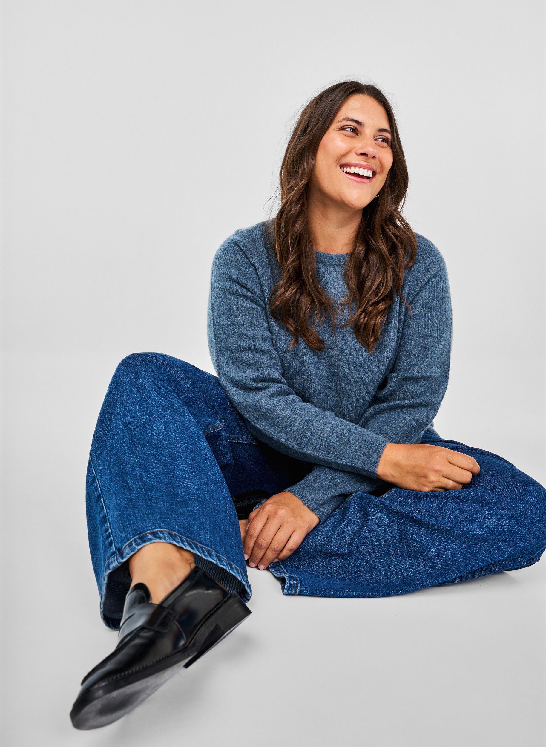 Zizzifashion Melange sweater with round neck, Bering Sea Mel., Image image number 0