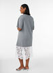 Loose T-shirt dress with lace trim, Grey, Model image number 1