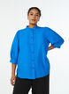 Blouse with 3/4 sleeves and decorative pleats, Blue, Model image number 0