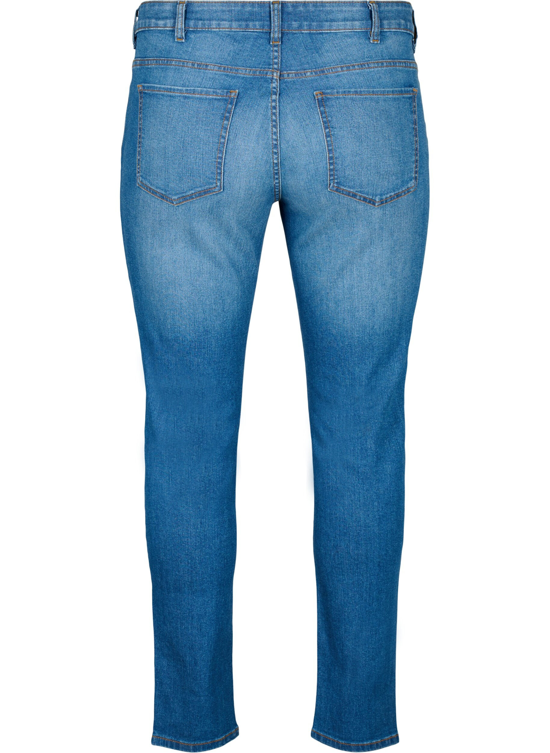 Zizzifashion Emily jeans with regular waist and slim fit, Blue denim, Packshot image number 1