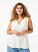Sleeveless top with wrinkle details, Vanilla, Model image number 0