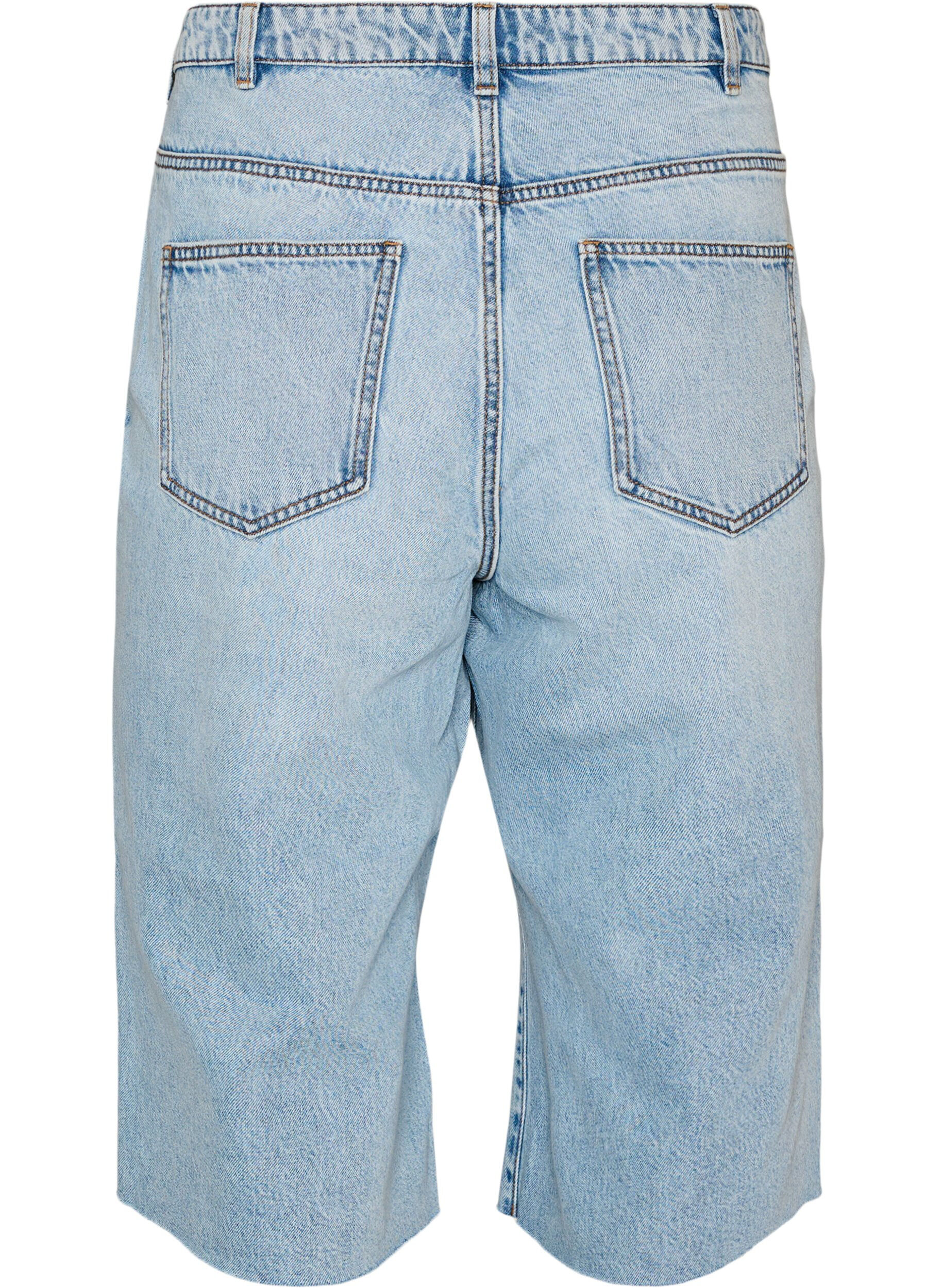 Zizzifashion Cropped jeans with a distressed look and raw edges, Light Blue, Packshot image number 1