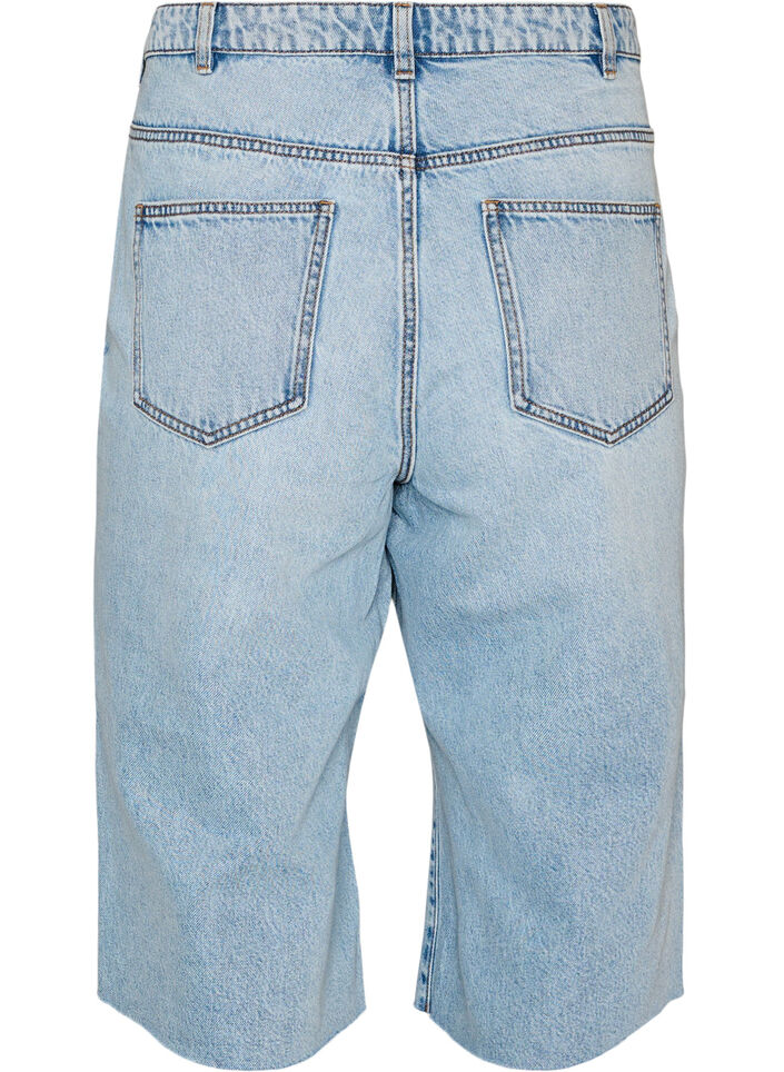 Cropped jeans with a distressed look and raw edges, Light Blue, Packshot