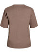 Ribbed jersey blouse with short sleeves, Brown, Packshot image number 1