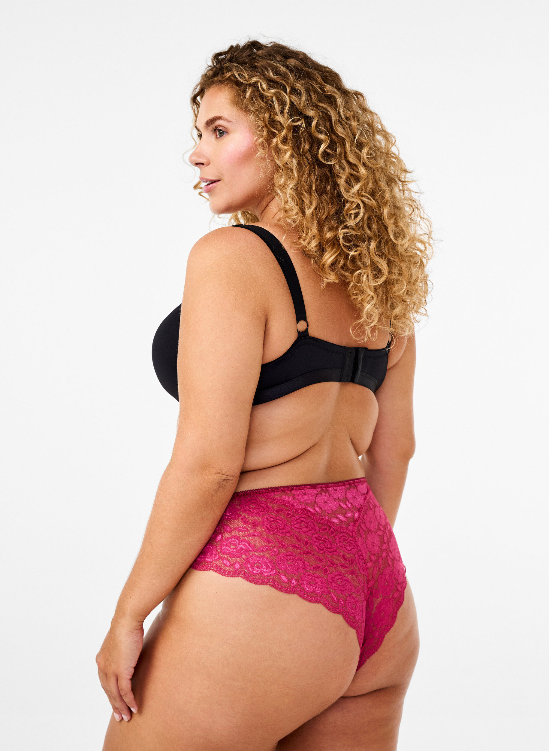 Zizzifashion Brazilian microfibre panties with lace, Red, Model image number 1