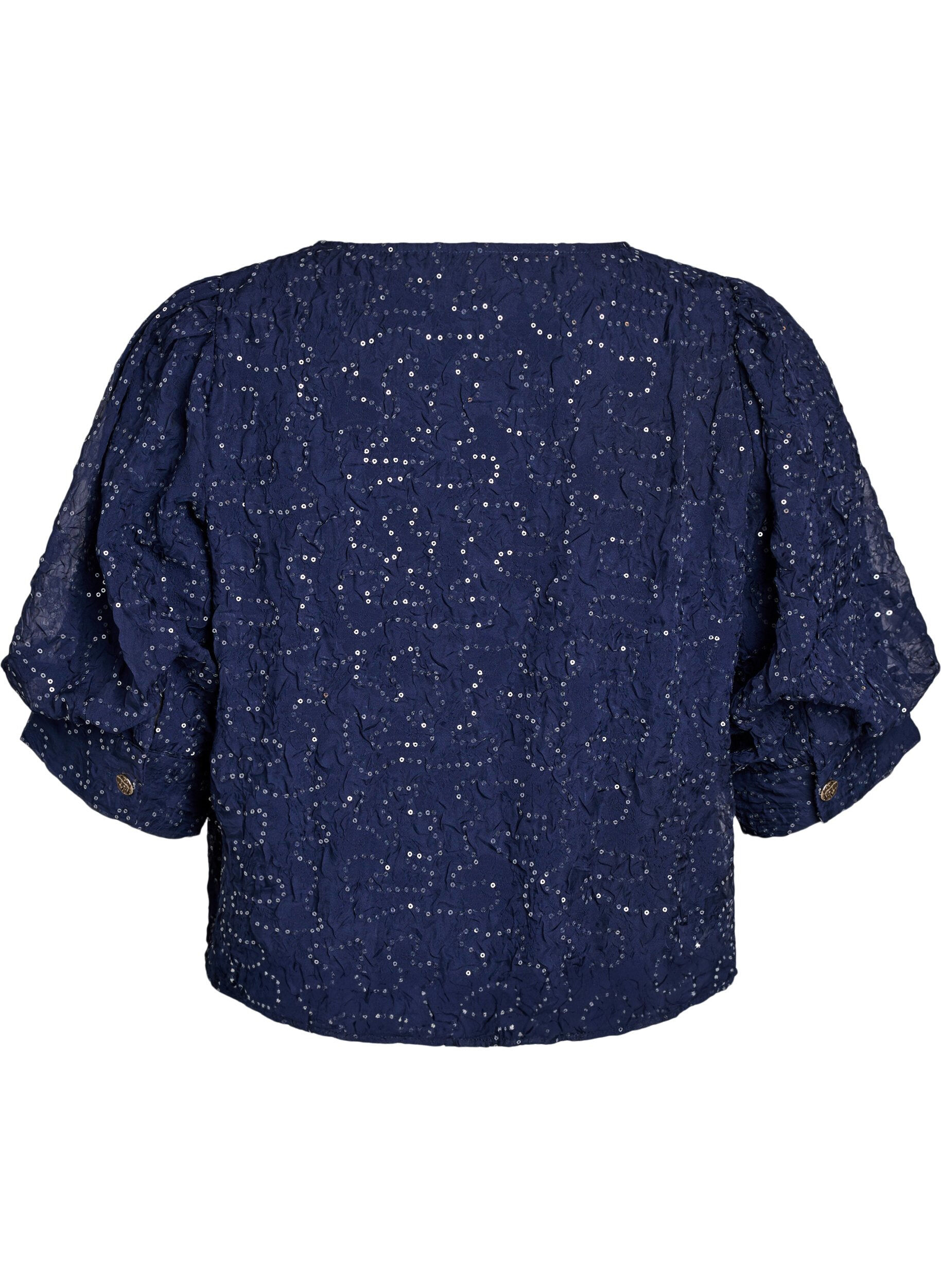 Zizzifashion Party blouse with sequins and 1/2 sleeves, Blue, Packshot image number 1