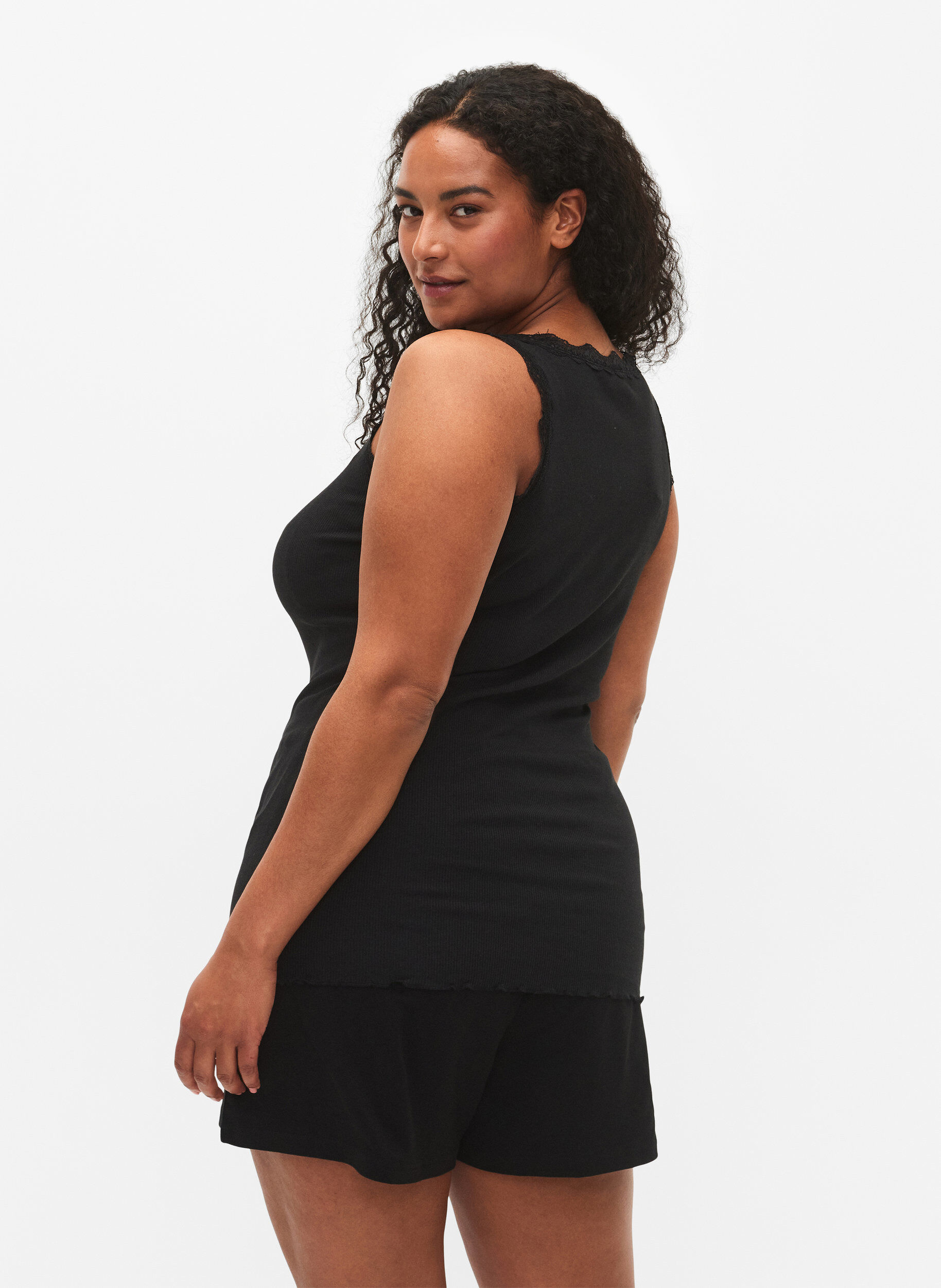 ZizzifashionTop with lace trim, Black, Model image number 2