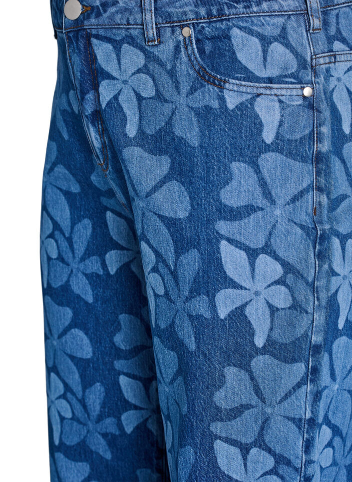 Myra jeans in floral denim with a wide fit, Blue, Packshot image number 2