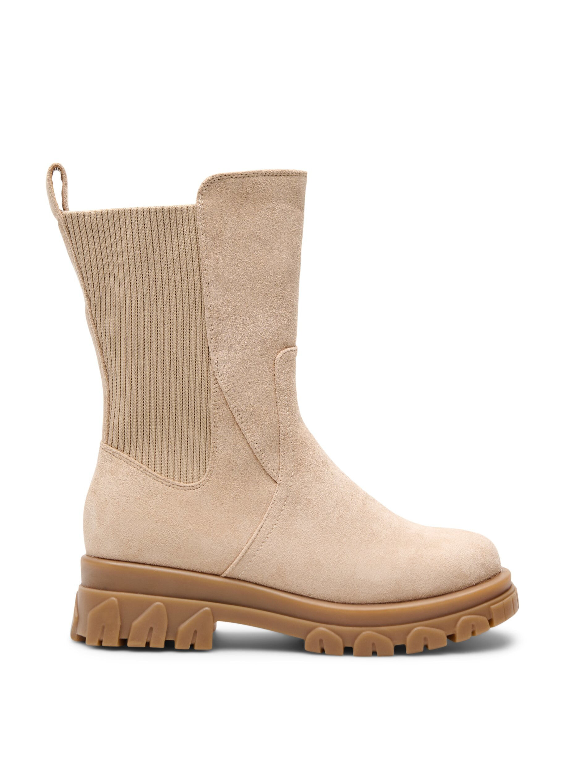 Zizzifashion Wide fit &ndash; Chunky boot in faux suede, Beige, Packshot image number 0