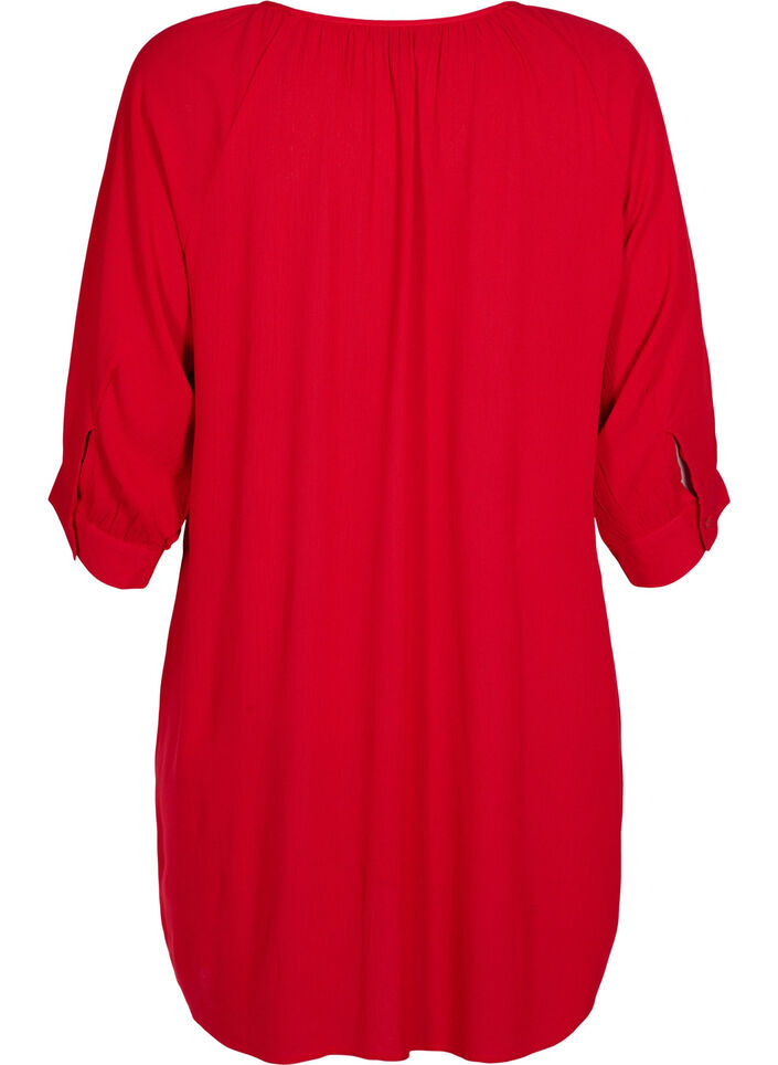 Viscose tunic with 3/4 sleeves, Red, Packshot image number 1