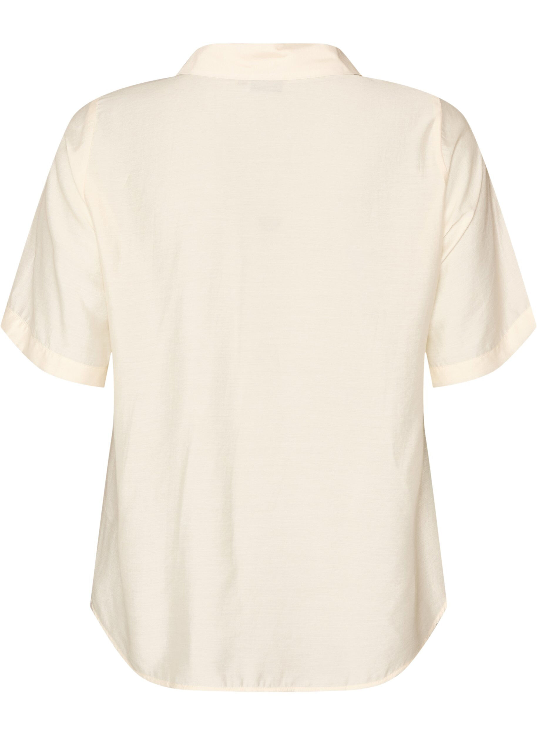 Zizzifashion Shirt blouse with elbow-length sleeves and floral details, Beige, Packshot image number 1