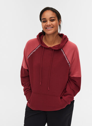 Sweatshirt with hood and pocket, Pomegranate, Model image number 0