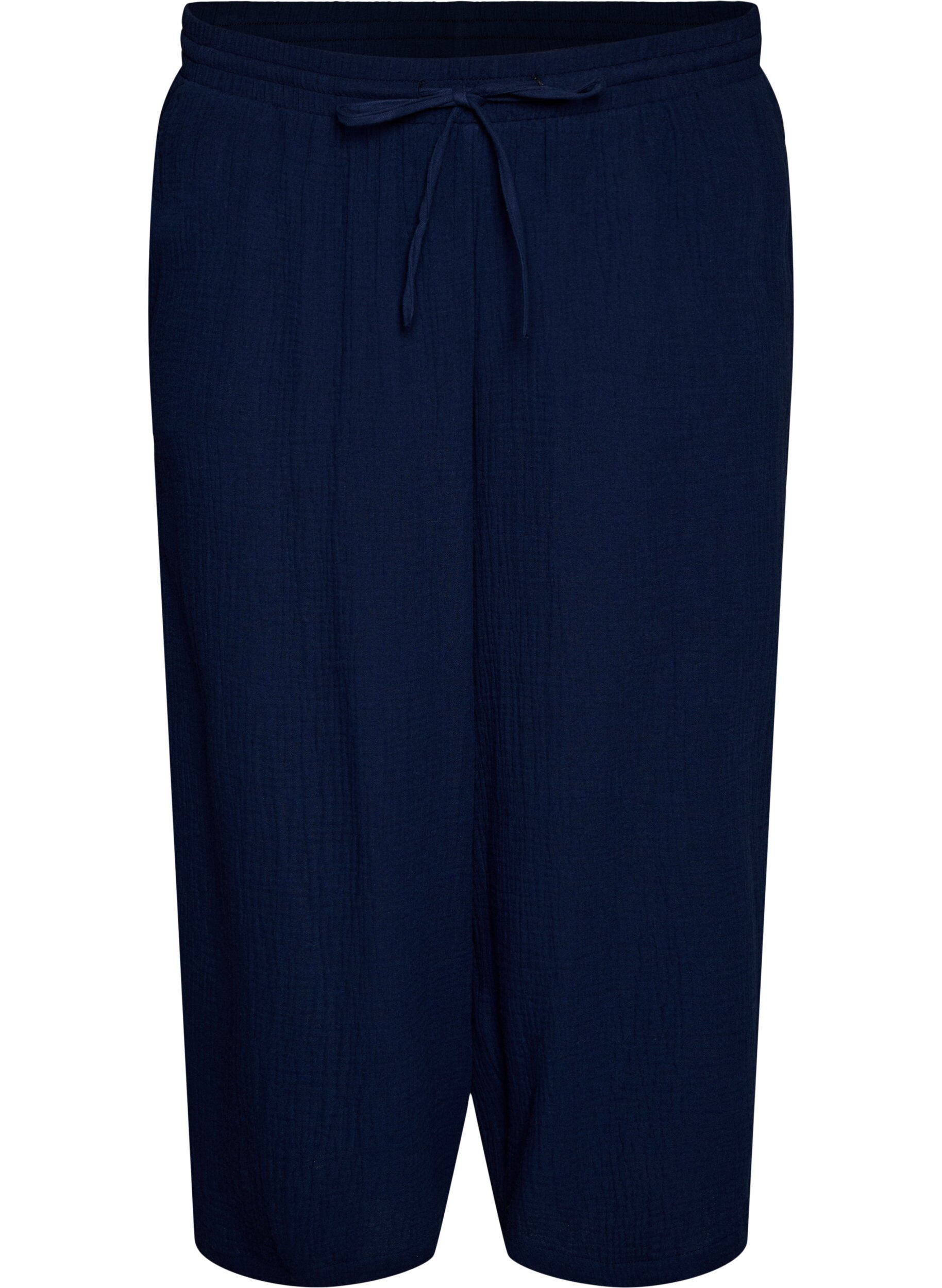Culotte trousers in cotton muslin with high waist