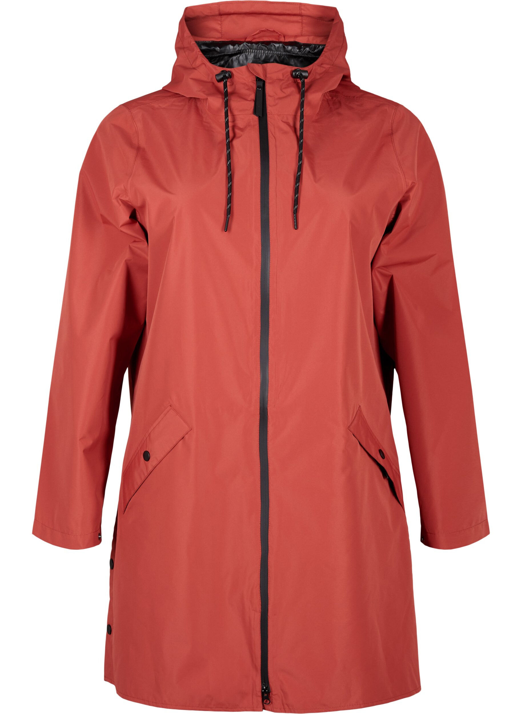 Zizzifashion Rain jacket with pockets and hood, Red, Packshot image number 0
